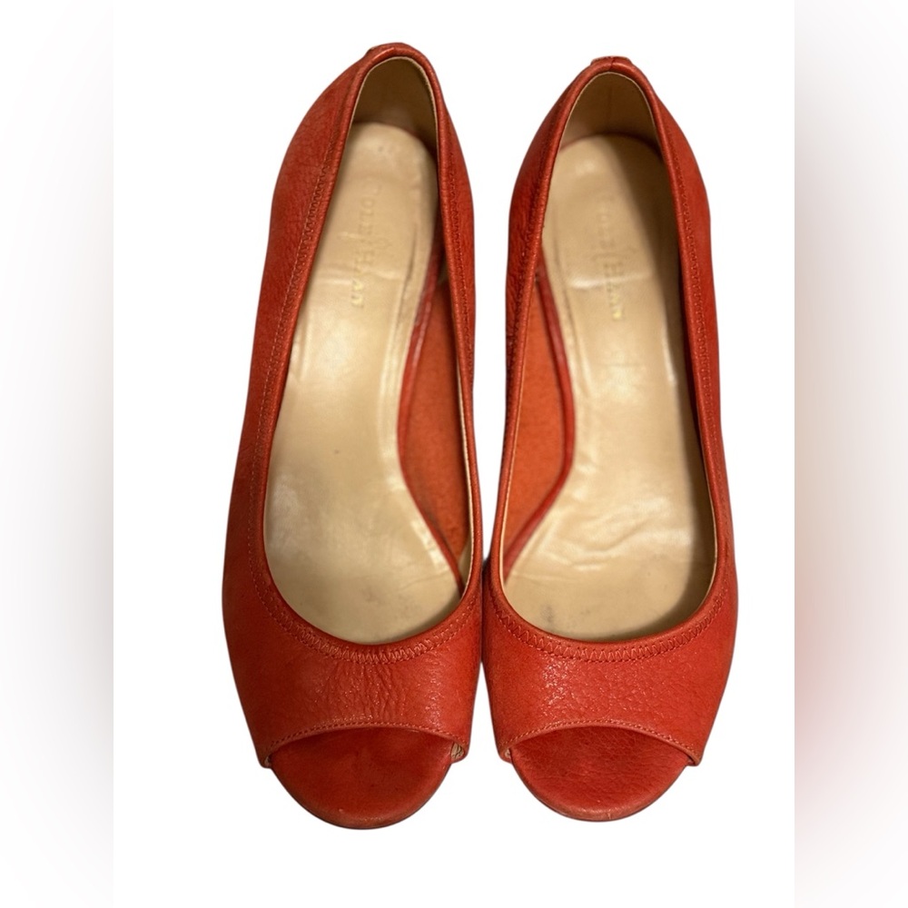 Cole Haan Woman’s Cork Wedge Nubuck Peep Toe NikeAir